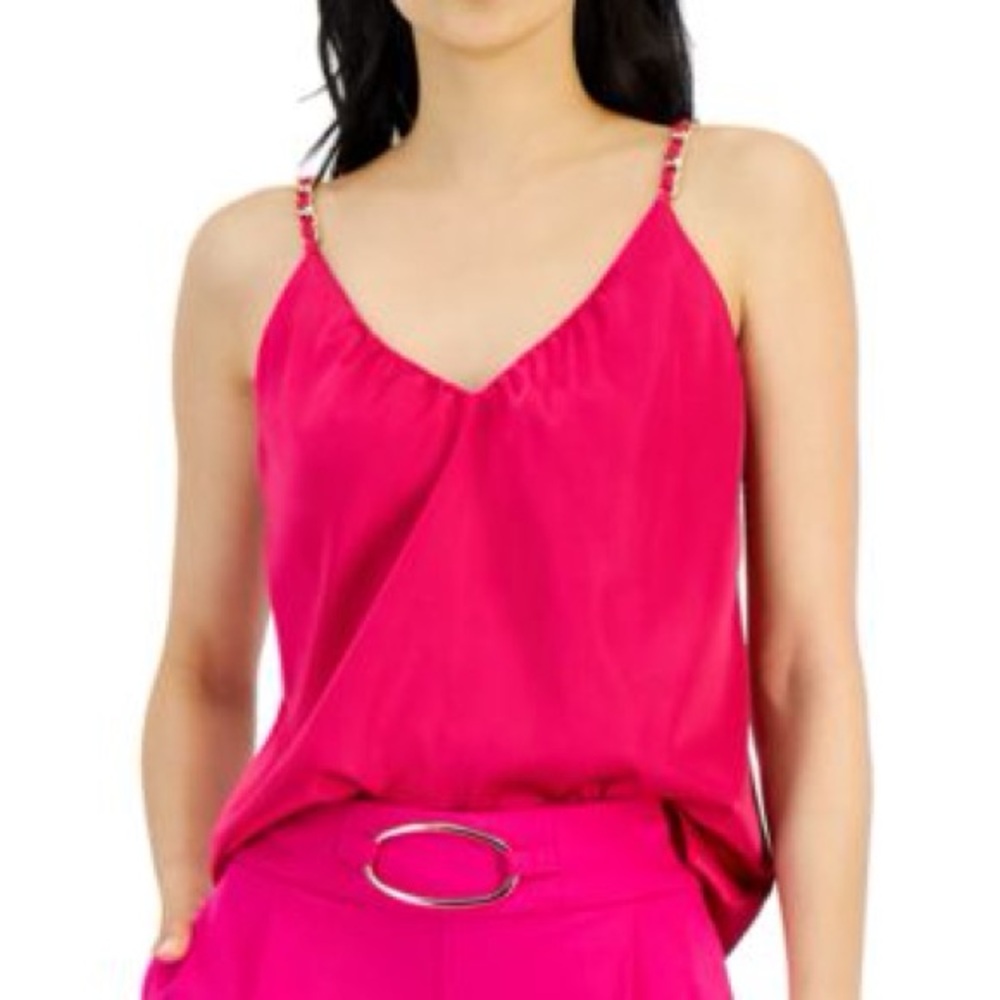 I.N.C. International Concepts Satin Chain Strap Tank Magenta size Small (NWT)